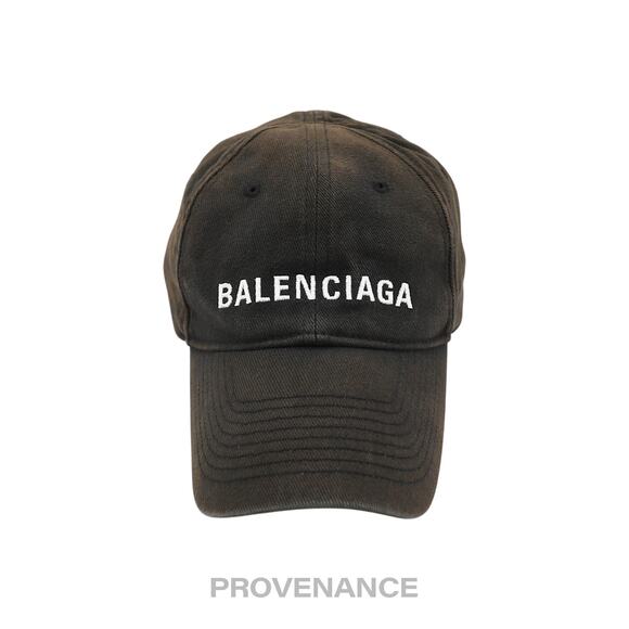 🔴Balenciaga Embroidered Logo Cap - Archetype Washed Black